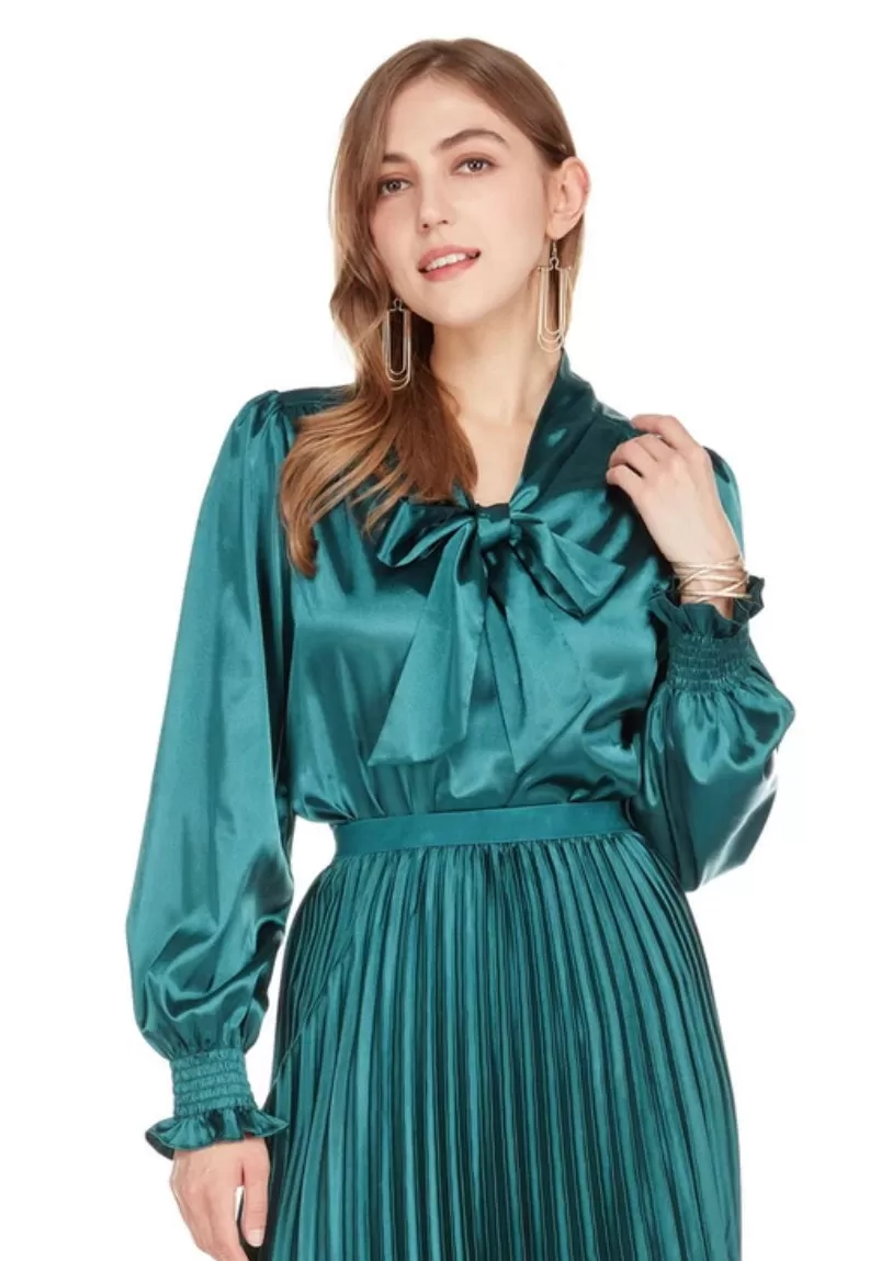 Jade ‘Satin Tie Blouse’