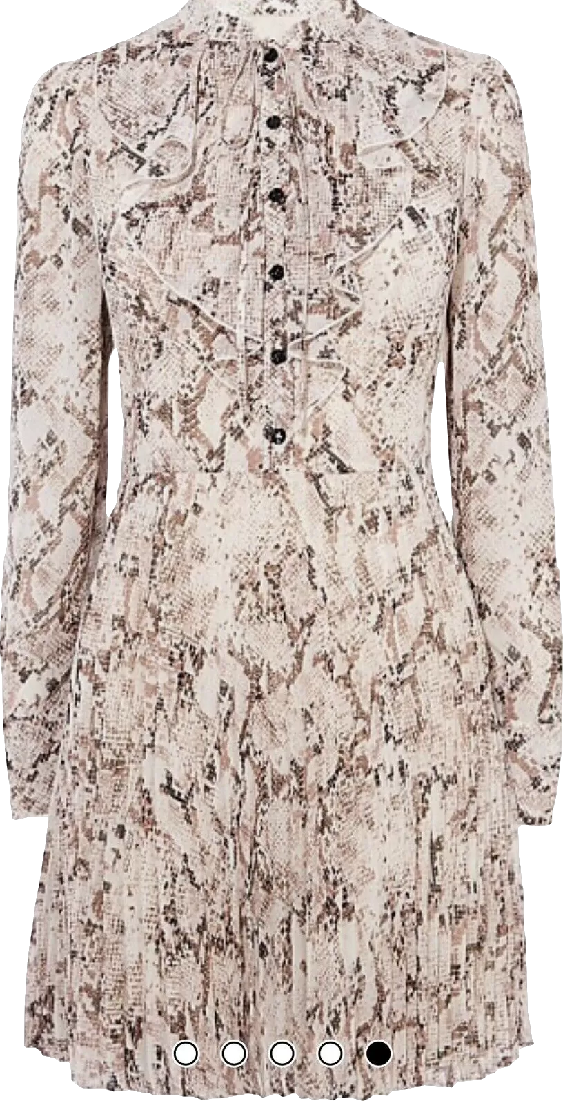 Karen Millen Beige Snake Print Pleated Mini Dress BNWT UK 14