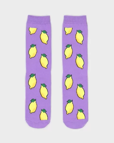 Lemons Purple Socks - One Size