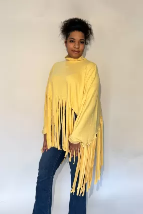 Long Sleeve Fringe Blouse - Yellow