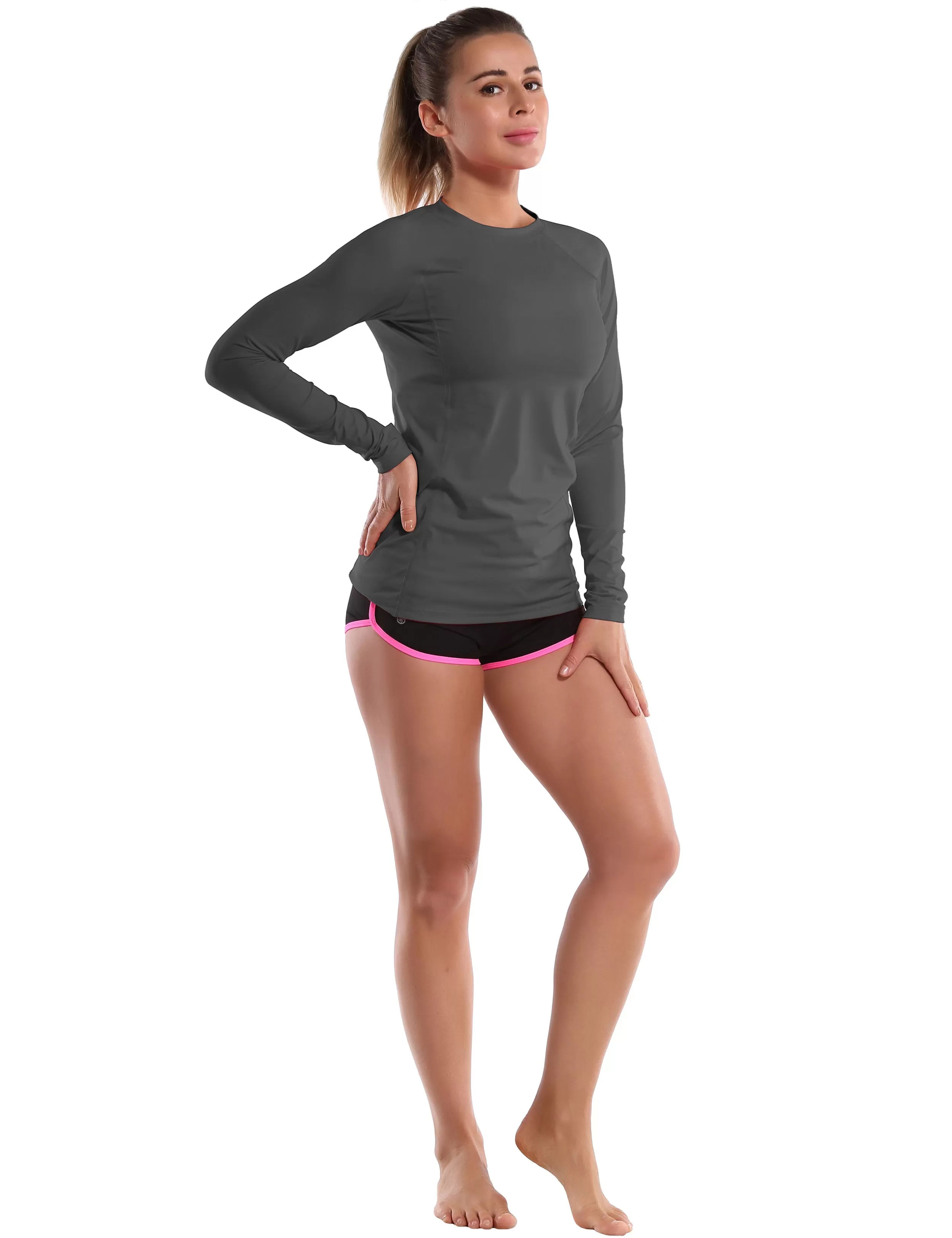 Long Sleeve UPF 50 Rashguard shadowcharcoal_yogastudio