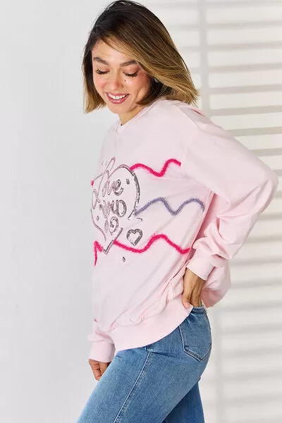 Love You Heart Sequin Sweatshirt