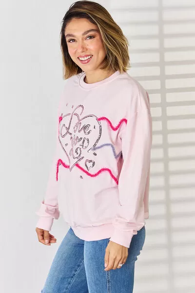 Love You Heart Sequin Sweatshirt