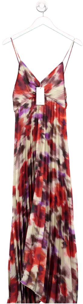 MANGO Multicoloured Pleated Satin Dress BNWT UK 10