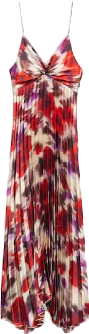 MANGO Multicoloured Pleated Satin Dress BNWT UK 10