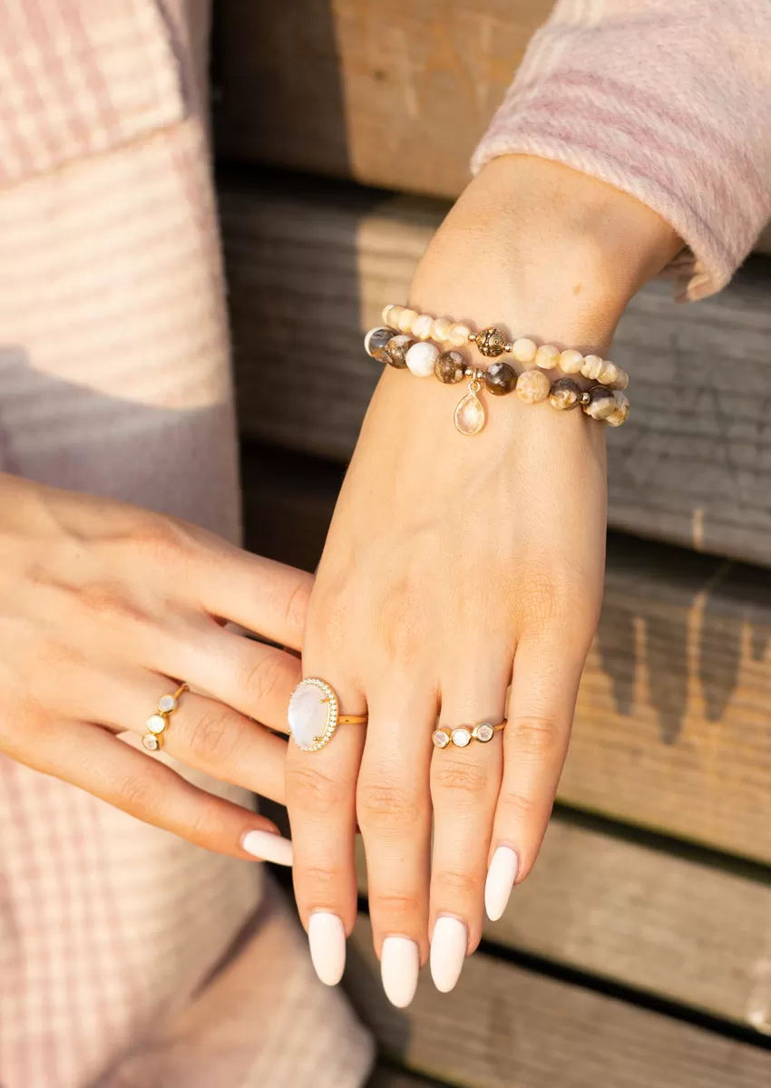 Margo Wood Jasper Gold Bracelet Layering Set