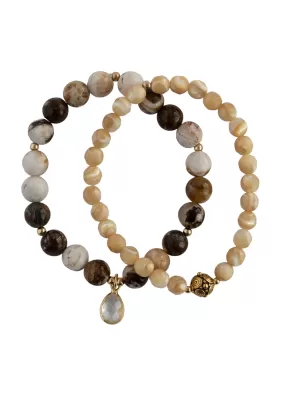 Margo Wood Jasper Gold Bracelet Layering Set