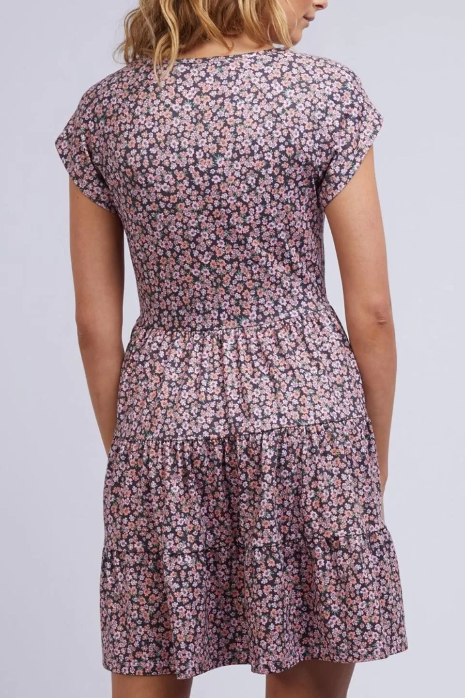 Marnie SS Tiered Purple Print Mini Dress