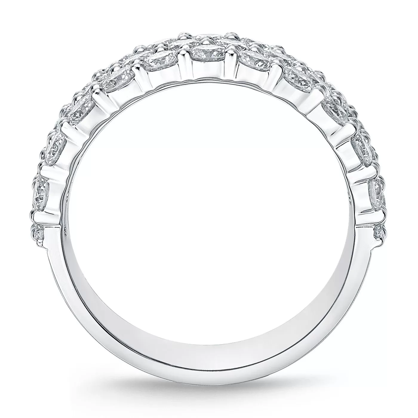 Memoire 18k White Gold 3-Row Paramount Halfway Diamond Band