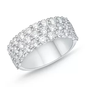 Memoire 18k White Gold 3-Row Paramount Halfway Diamond Band