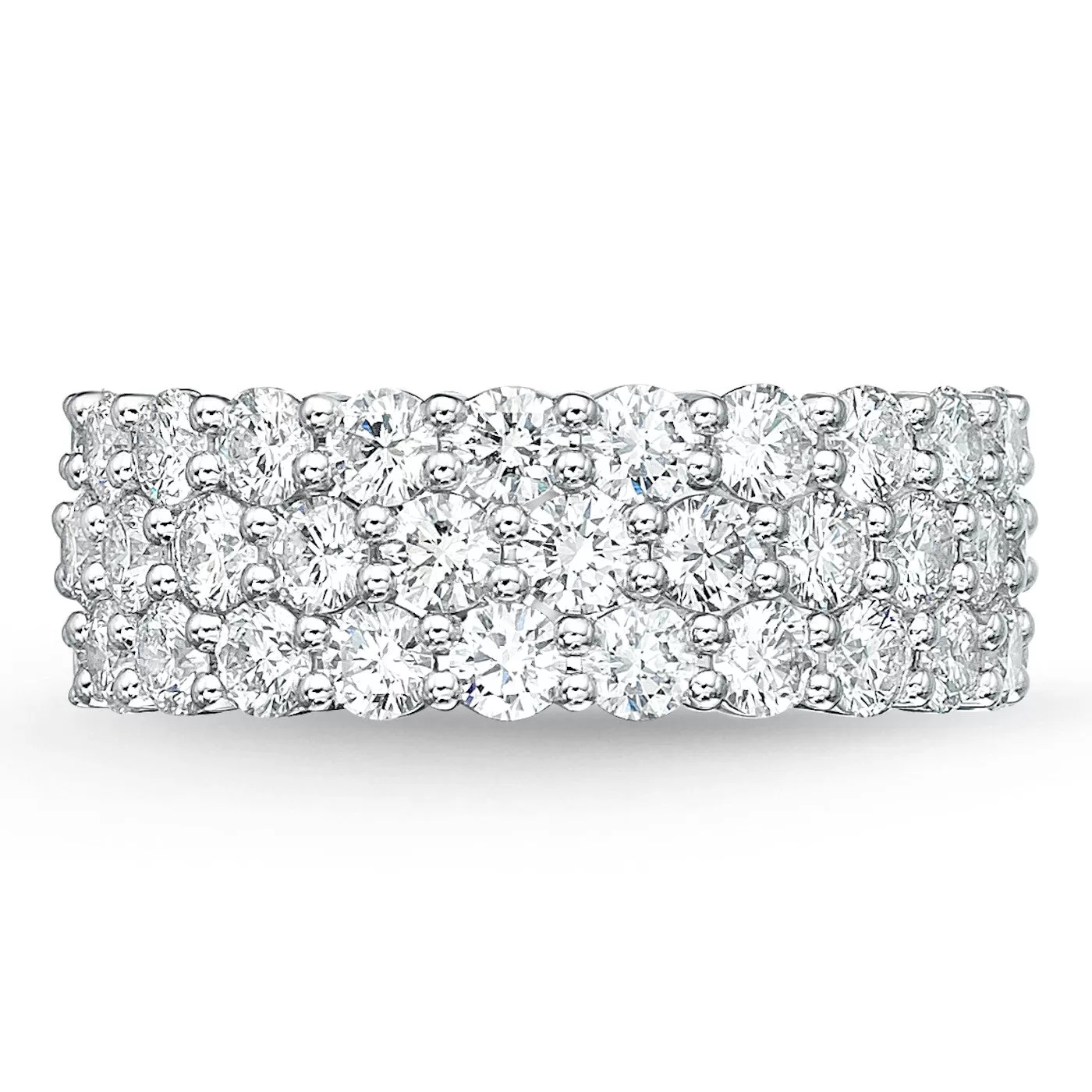 Memoire 18k White Gold 3-Row Paramount Halfway Diamond Band