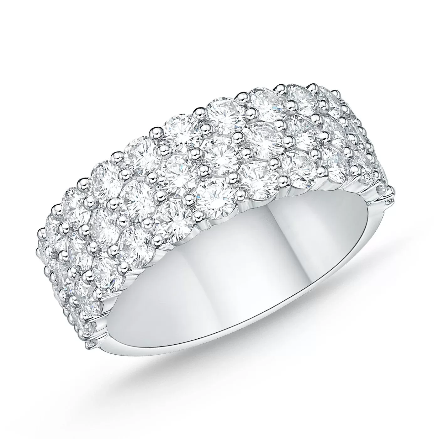 Memoire 18k White Gold 3-Row Paramount Halfway Diamond Band