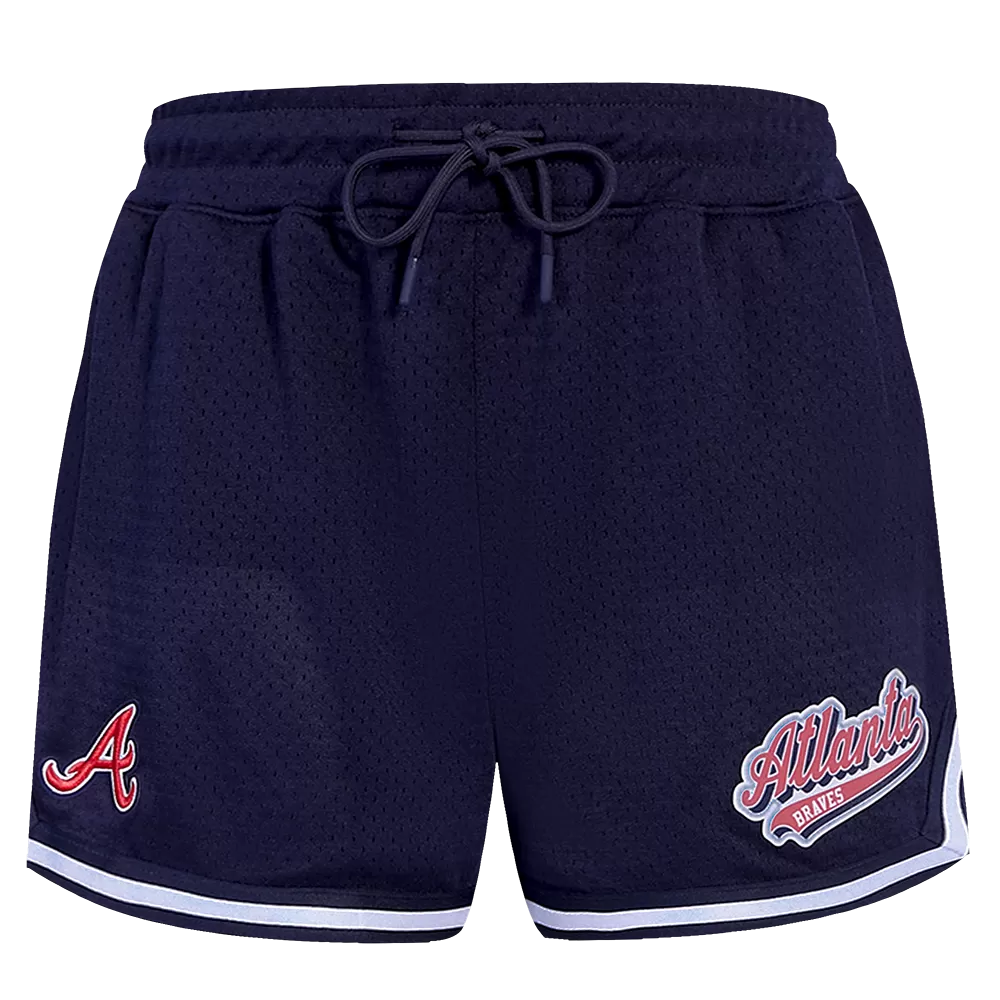 MLB ATLANTA BRAVES SCRIPT TAIL WOMEN'S MESH TAPE SHORT (MIDNIGHT NAVY)