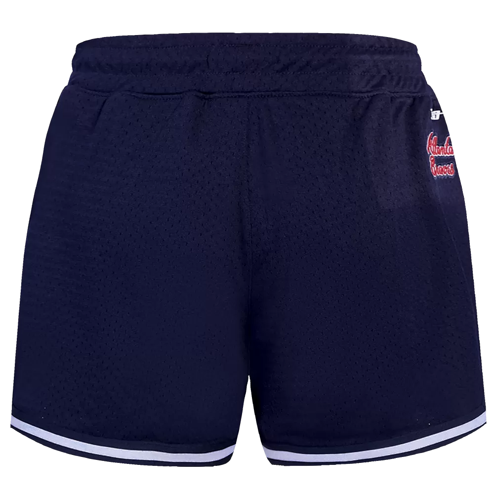 MLB ATLANTA BRAVES SCRIPT TAIL WOMEN'S MESH TAPE SHORT (MIDNIGHT NAVY)