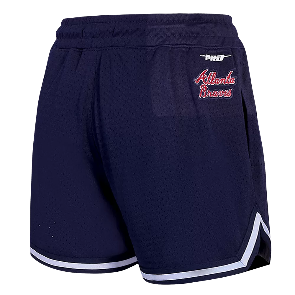 MLB ATLANTA BRAVES SCRIPT TAIL WOMEN'S MESH TAPE SHORT (MIDNIGHT NAVY)