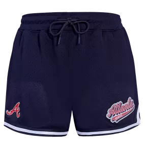 MLB ATLANTA BRAVES SCRIPT TAIL WOMEN'S MESH TAPE SHORT (MIDNIGHT NAVY)