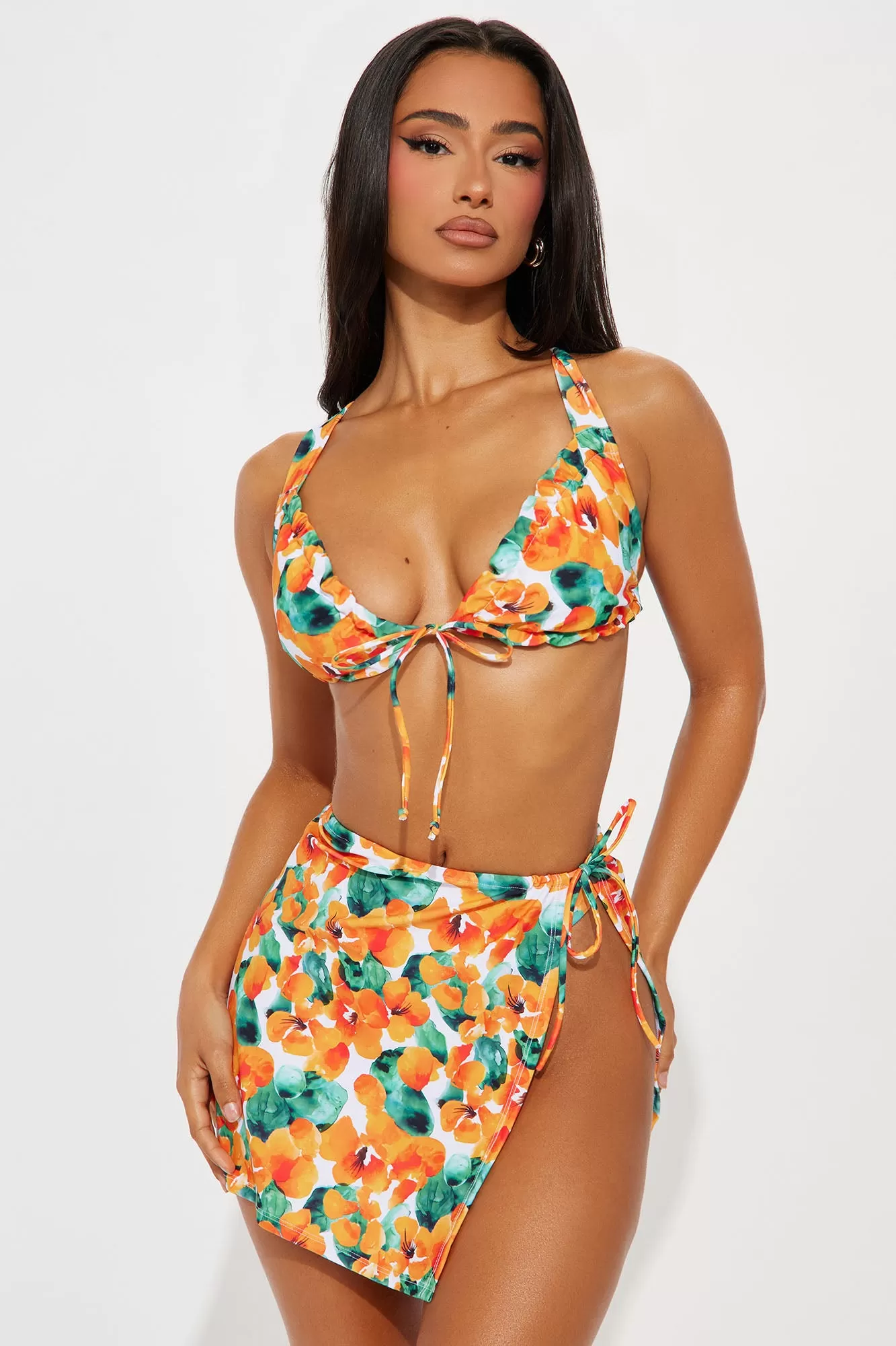 Nessie 3 Piece Bikini Set - Orange/combo