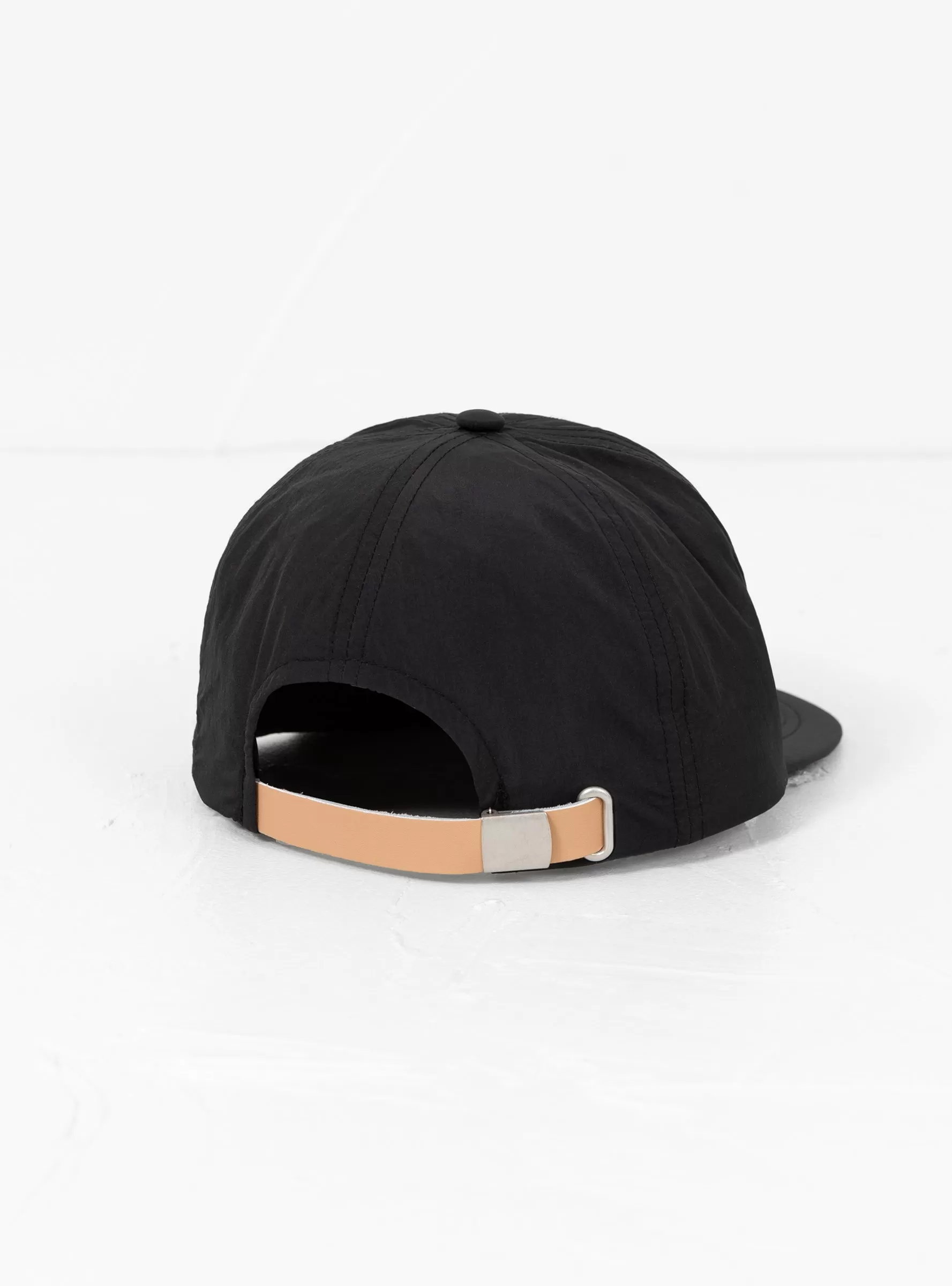 Nylon Embroidered 5 Panel Cap Black