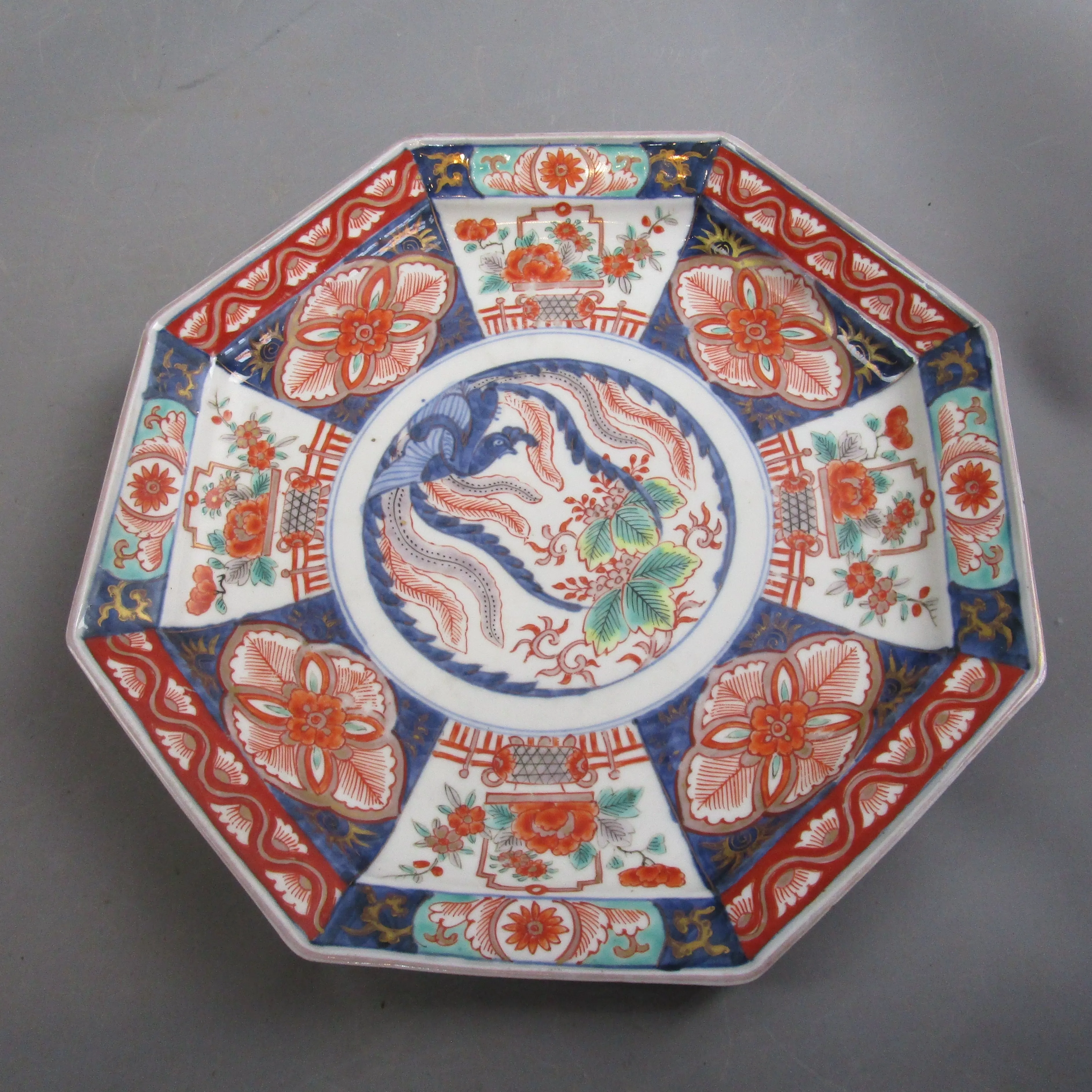 Oriental Imari Hexagonal Phoenix Decorated Plate Antique Victorian c1870