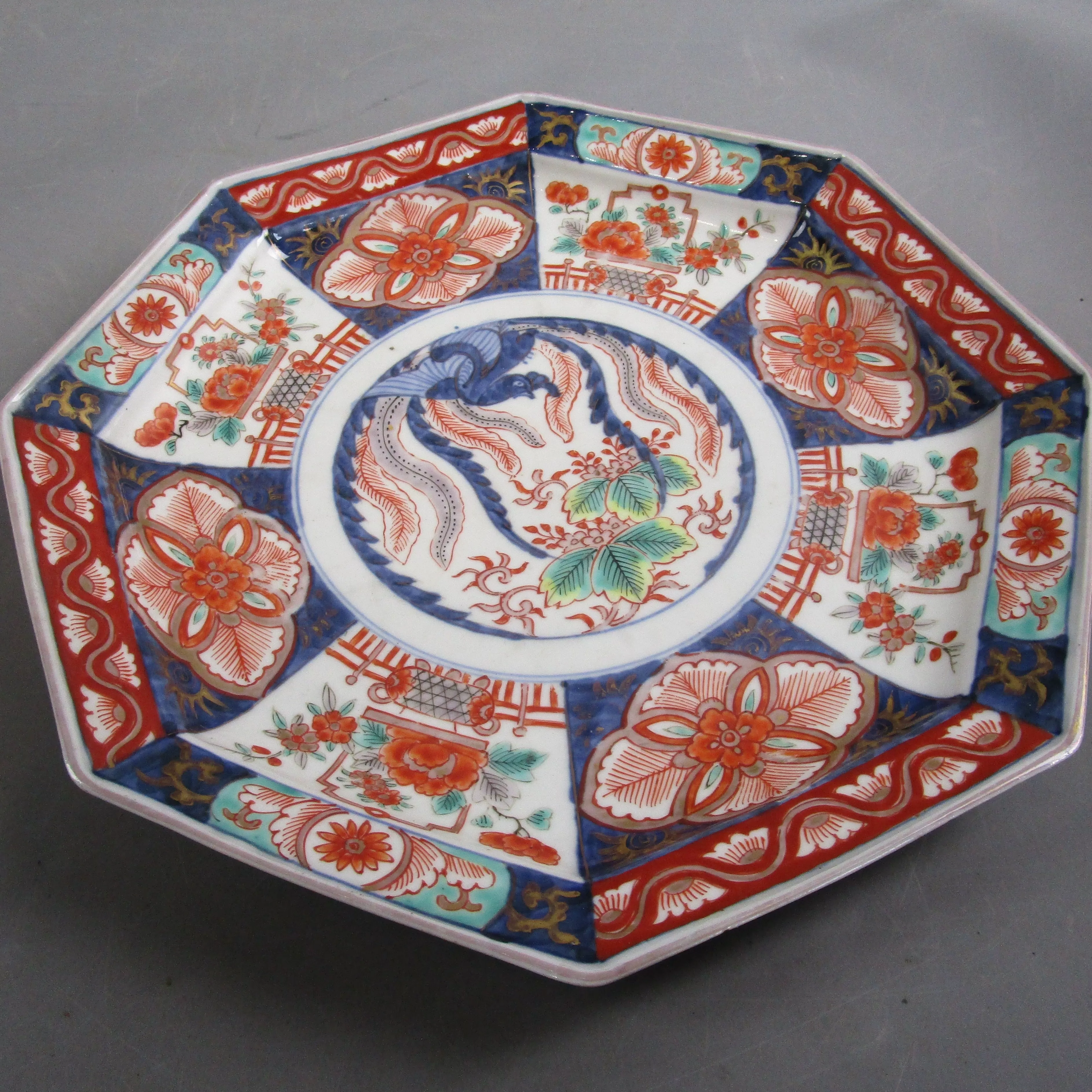 Oriental Imari Hexagonal Phoenix Decorated Plate Antique Victorian c1870