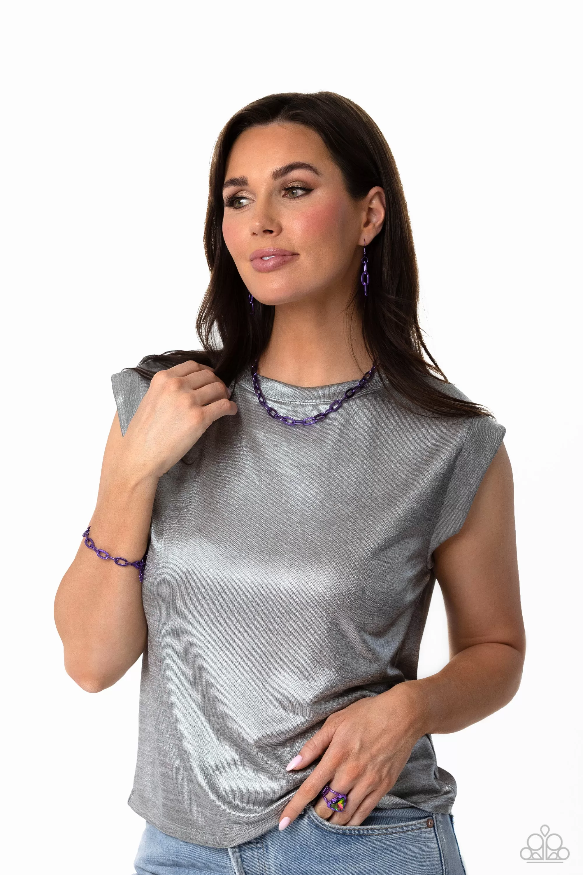 Paparazzi Exuberant Encore Purple Choker Necklace & Earring Set