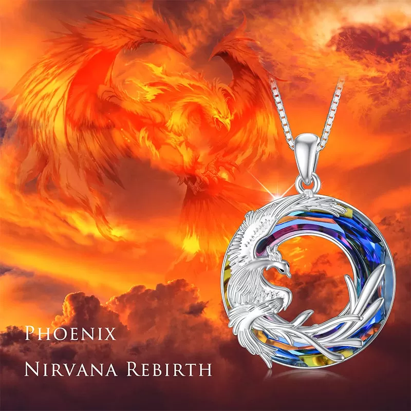 Phoenix Necklace Nirvana of Phoenix 925 Sterling Silver Firebird Crystal Pendant Jewelry Gift for Women Girls Necklace