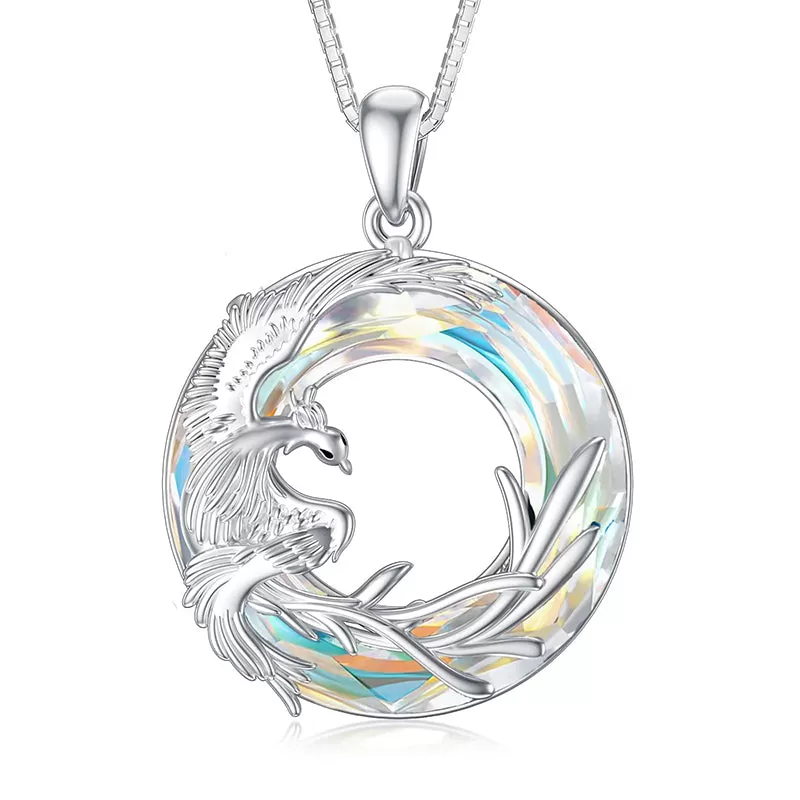 Phoenix Necklace Nirvana of Phoenix 925 Sterling Silver Firebird Crystal Pendant Jewelry Gift for Women Girls Necklace