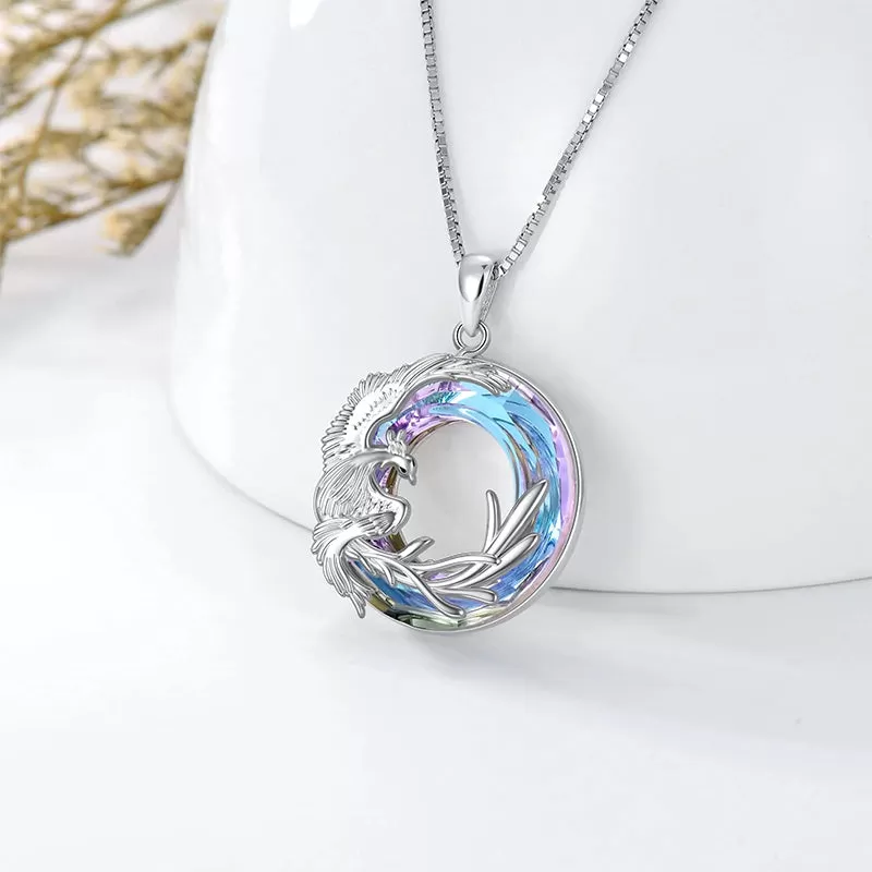 Phoenix Necklace Nirvana of Phoenix 925 Sterling Silver Firebird Crystal Pendant Jewelry Gift for Women Girls Necklace