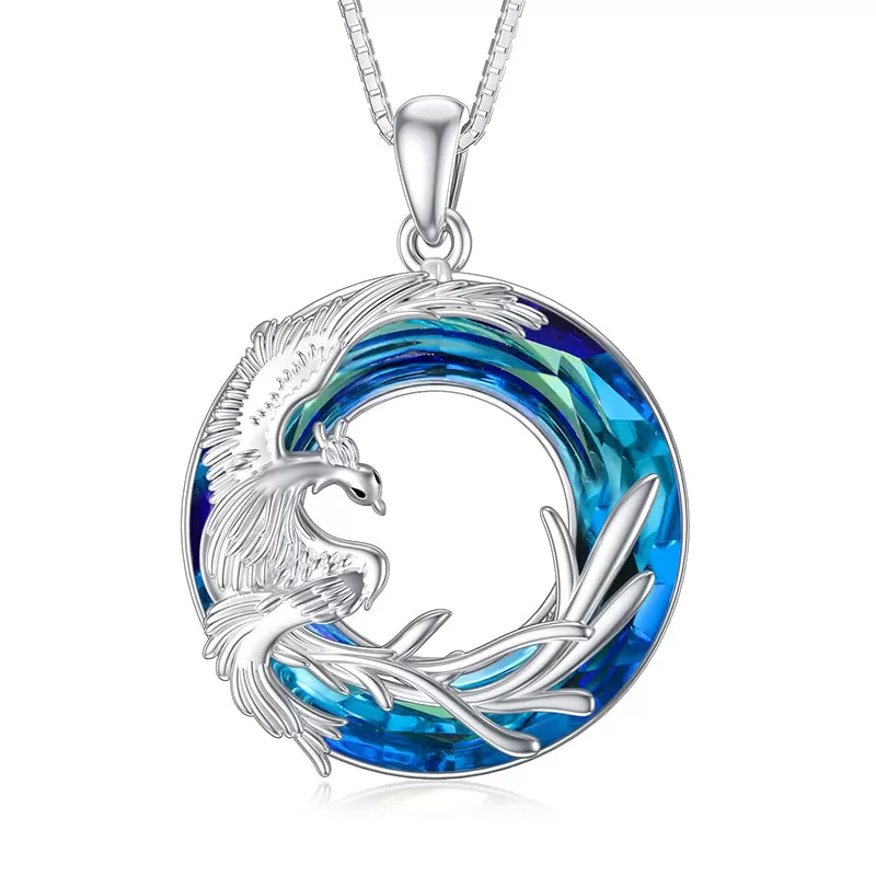 Phoenix Necklace Nirvana of Phoenix 925 Sterling Silver Firebird Crystal Pendant Jewelry Gift for Women Girls Necklace