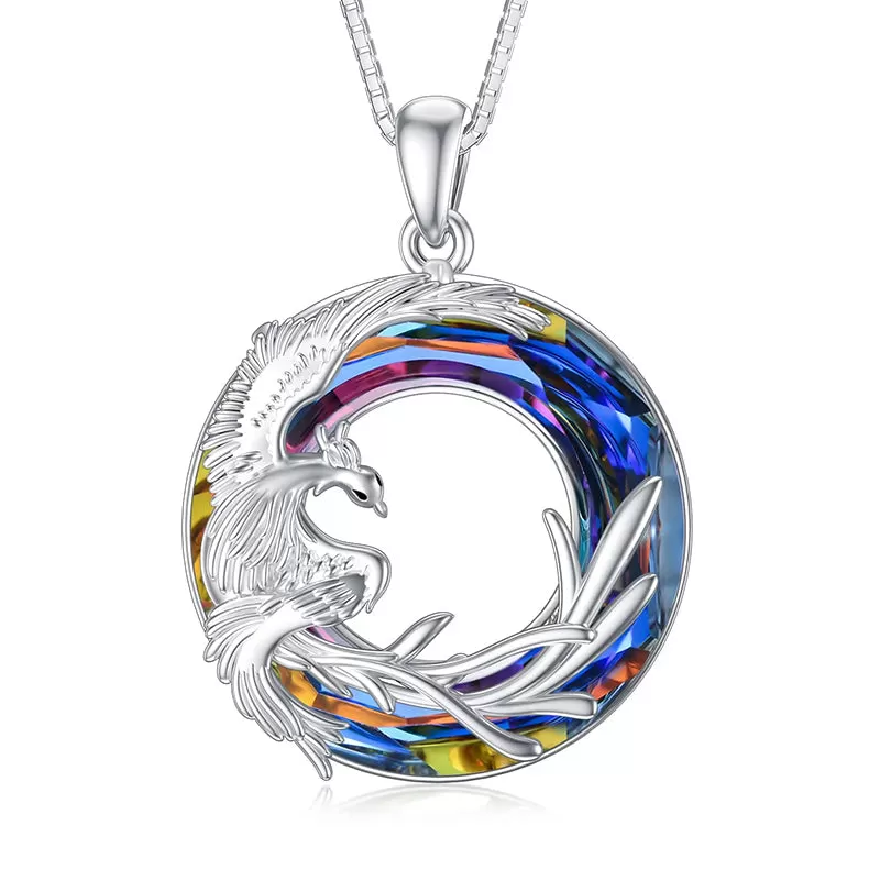 Phoenix Necklace Nirvana of Phoenix 925 Sterling Silver Firebird Crystal Pendant Jewelry Gift for Women Girls Necklace