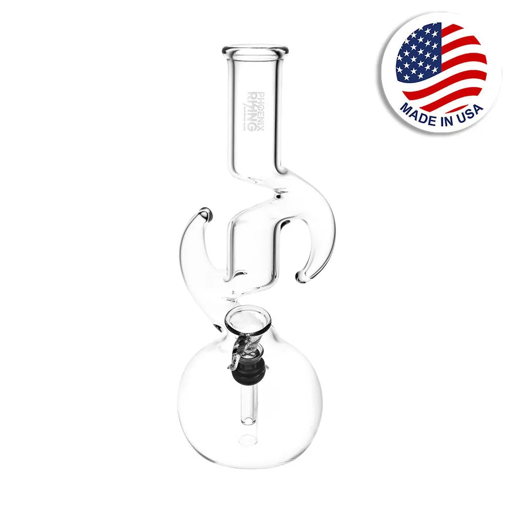 Phoenix Rising Zig Zag Diablo Bubble Base Water Pipe 9"