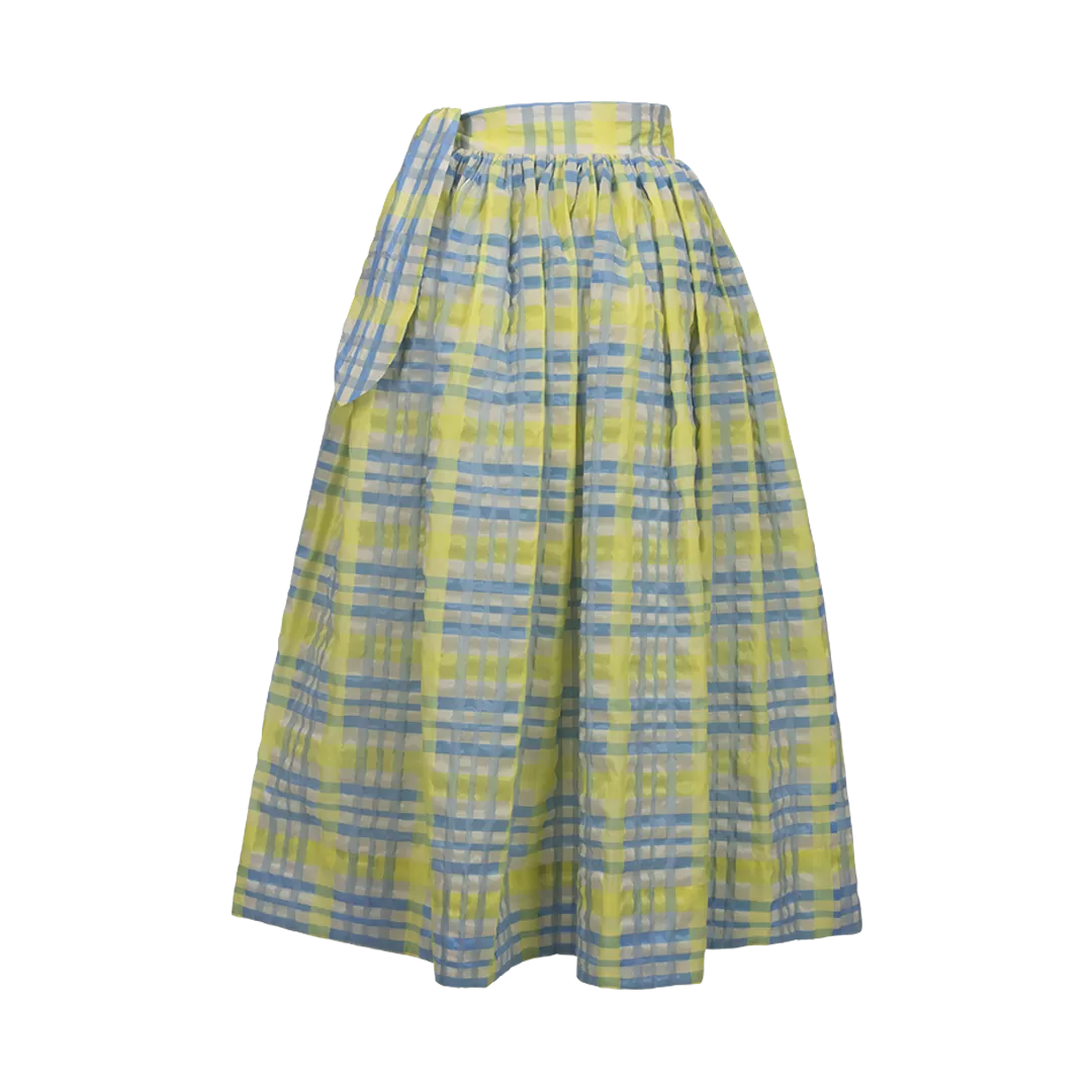 Plaid A-Line Midi Skirt