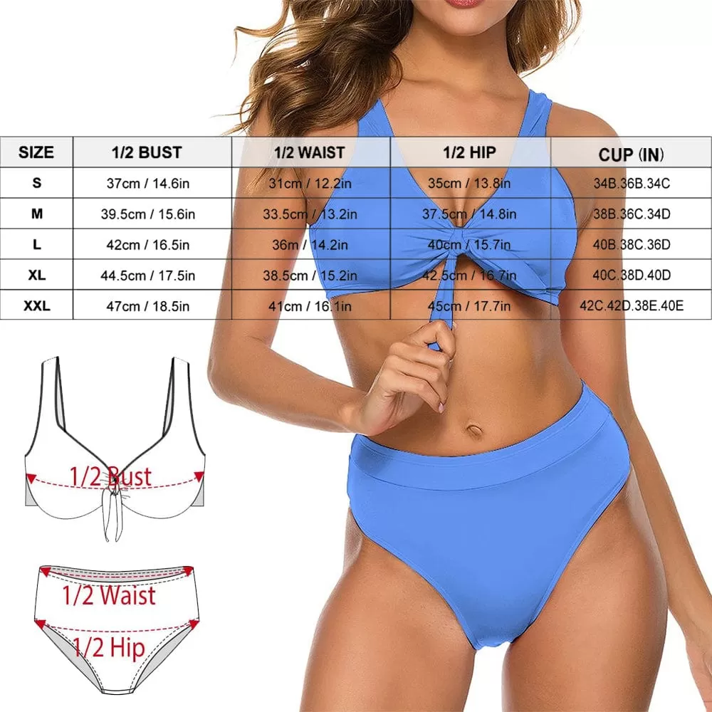 Plus Size Bikini Custom Face American Flag Chest Strap High Waisted Bikini Plus Size Swimwear Women's Two Piece Swimsuit Personalized Bathing Suit Summer Beach Pool Outfits