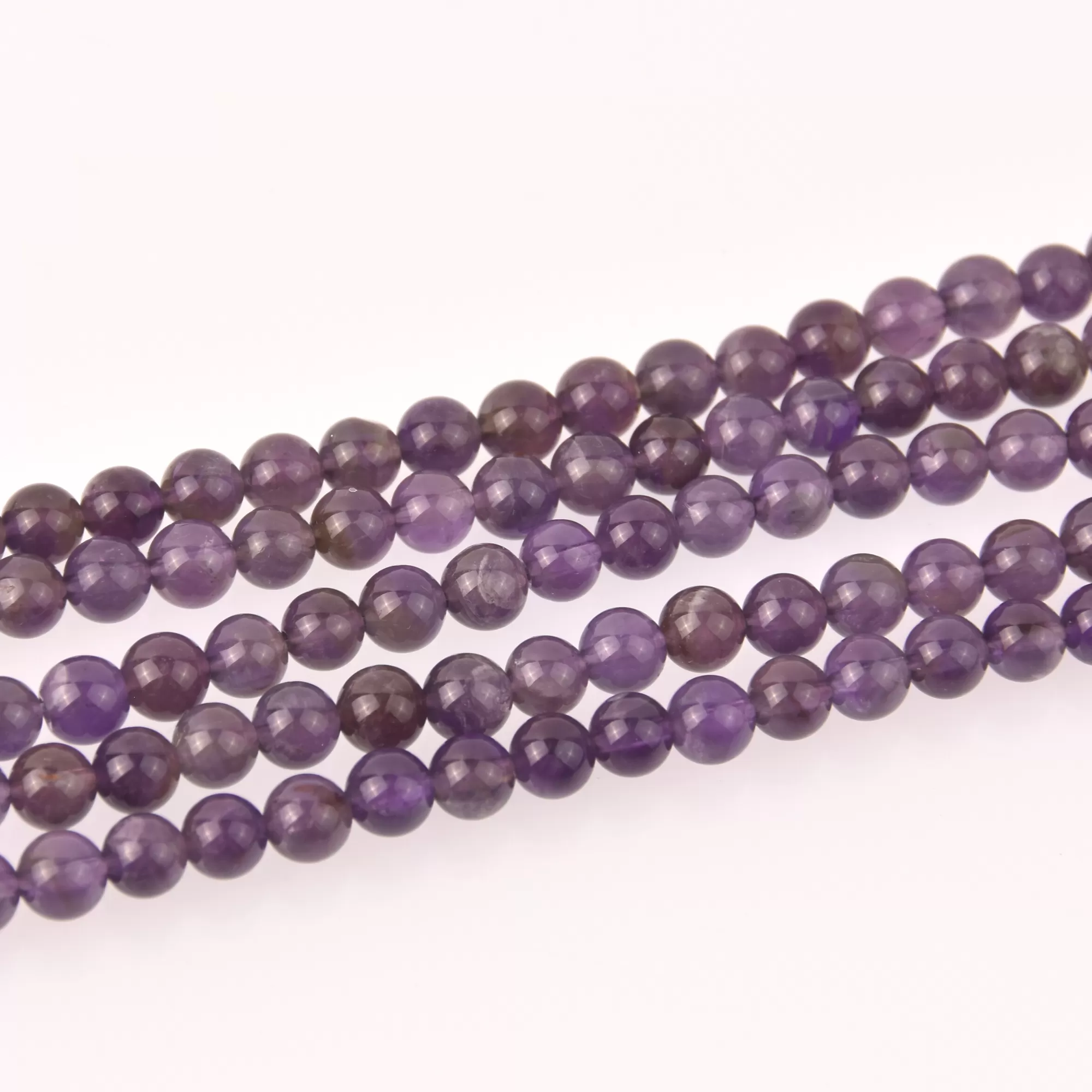 Purple Amethyst Half Strand, 6mm Polished Round Gemstone Beads, 8 long gem0819