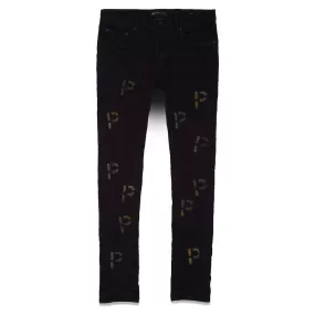 Purple Brand Black Embroidery Punch P Jeans