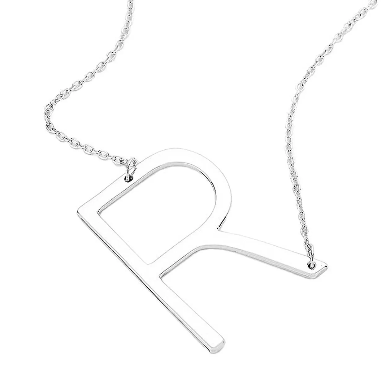 R Monogram Metal Pendant Necklace