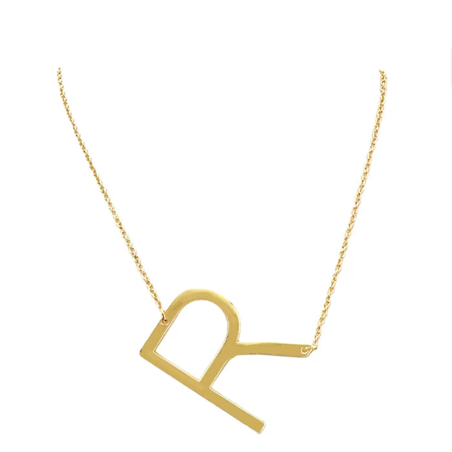 R Monogram Metal Pendant Necklace