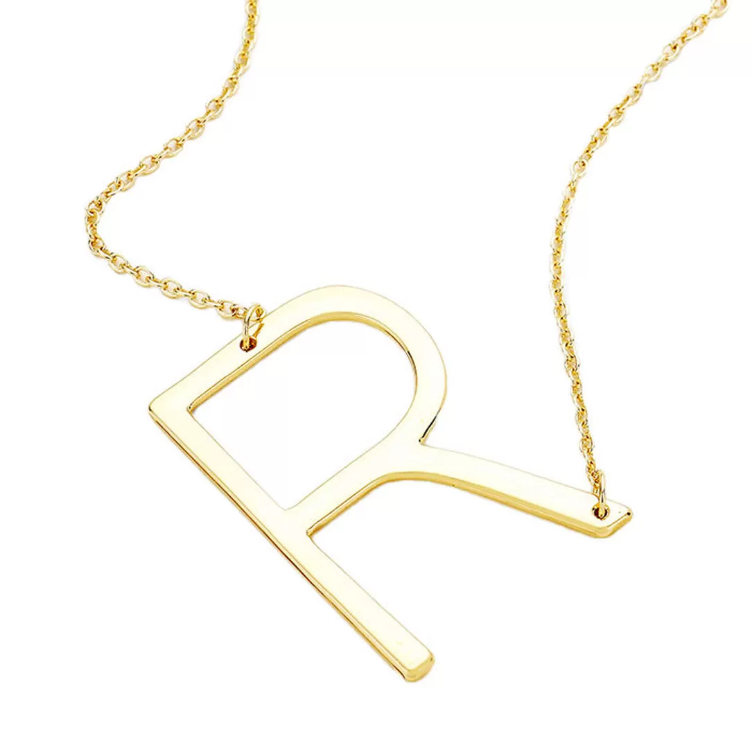 R Monogram Metal Pendant Necklace