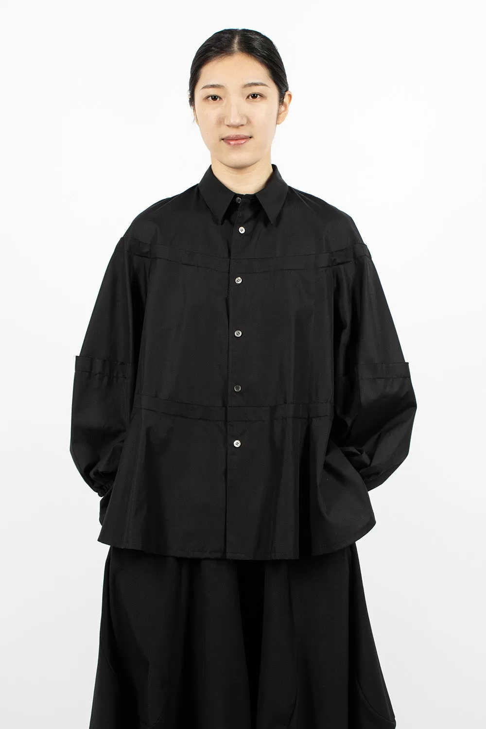 Raw Cut Panel Shirt Black