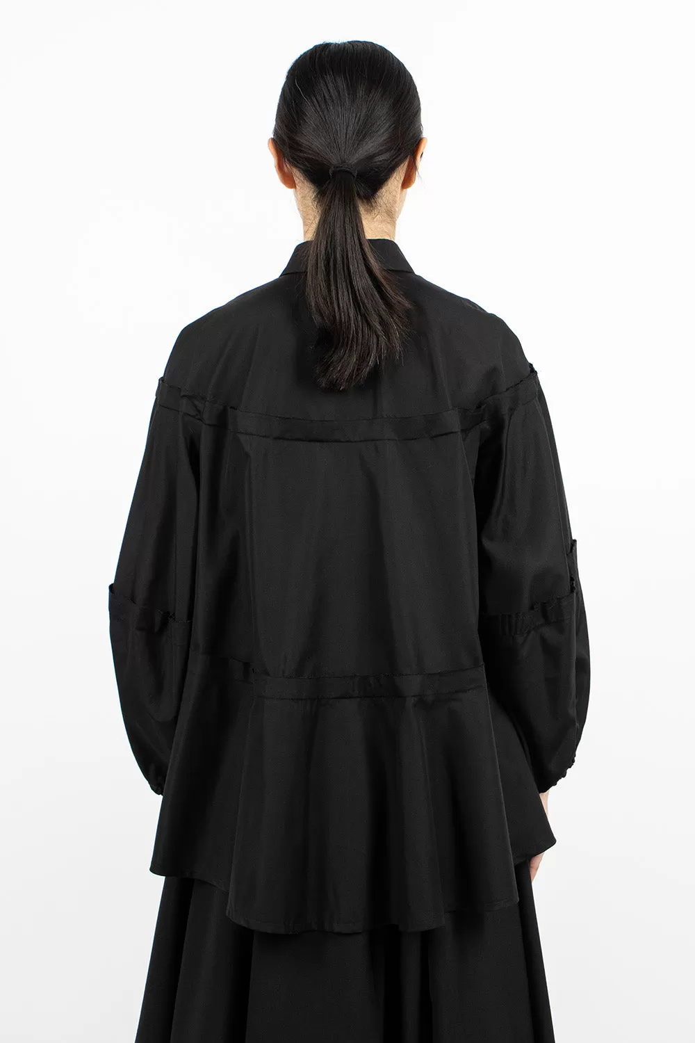 Raw Cut Panel Shirt Black