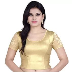 Readymade Stretchable Saree Blouse Gold Shimmer