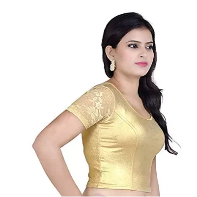 Readymade Stretchable Saree Blouse Gold Shimmer