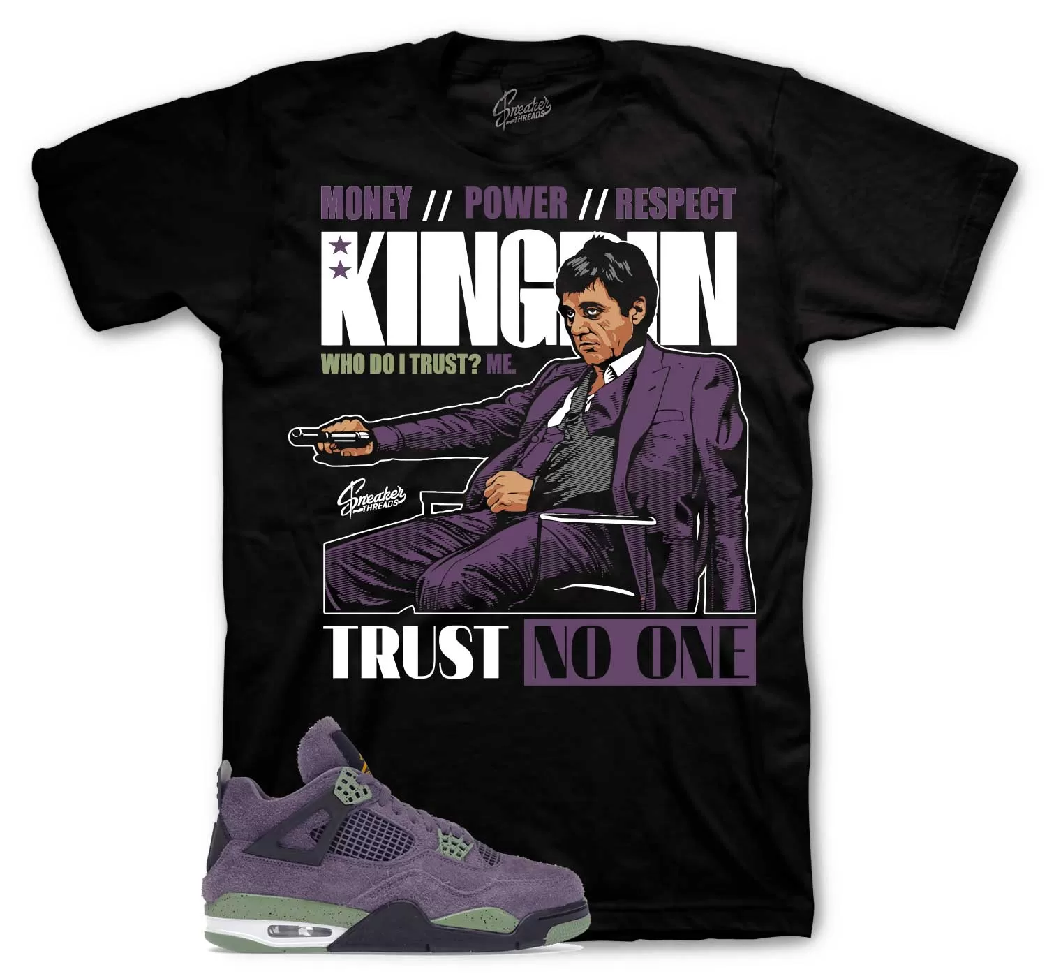 Retro 4 Canyon Purple Shirt - Trust issues - Black