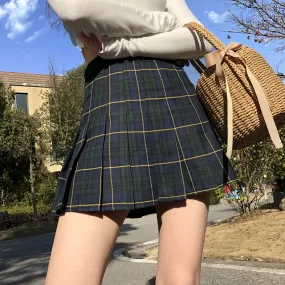 RETRO HIGH WAIST PLAID PLEATED SKIRT BY61104