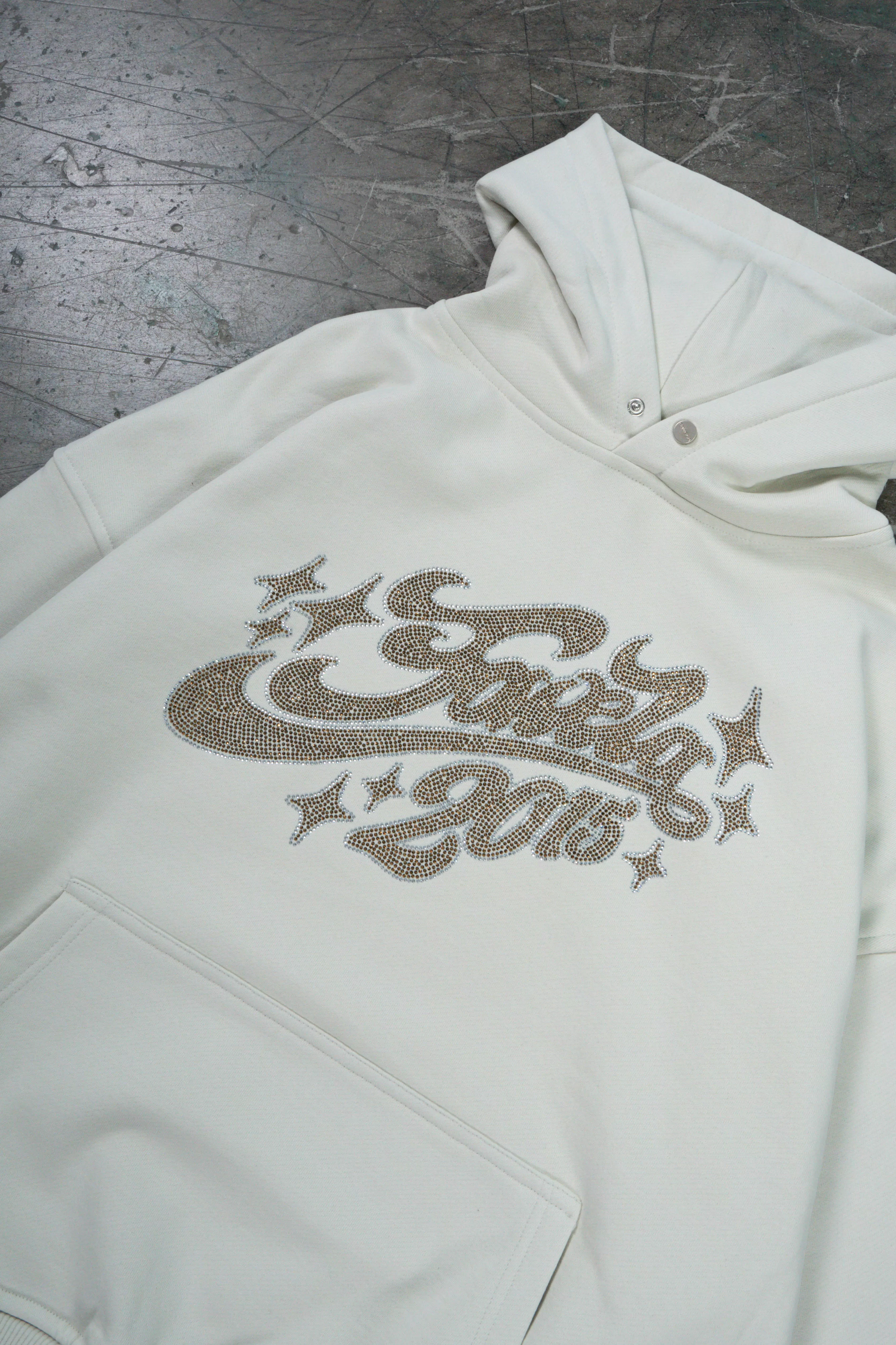 RHINESTONE 2015 FOGGY DEW SNAP BUTTON HOODIE