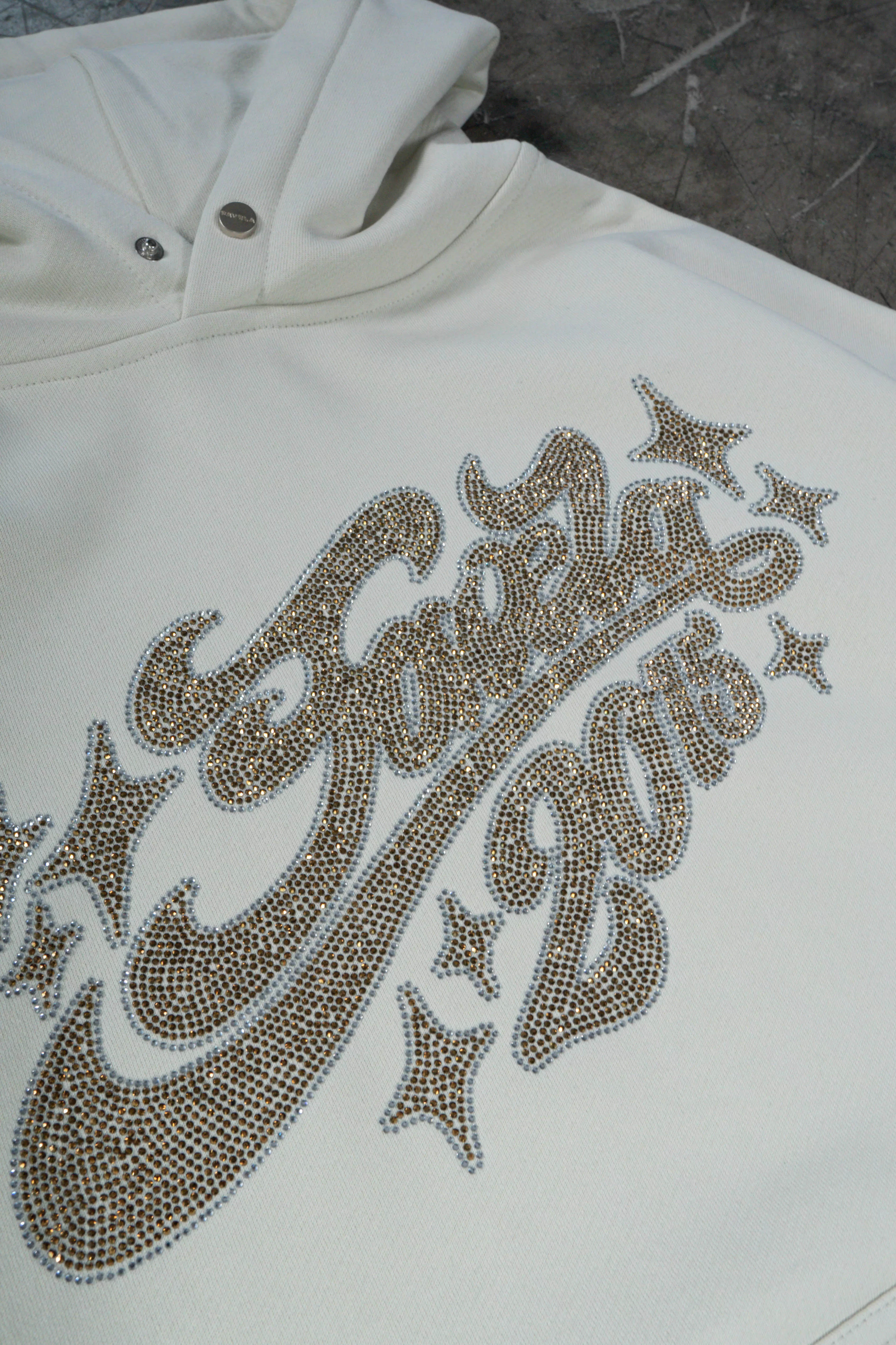 RHINESTONE 2015 FOGGY DEW SNAP BUTTON HOODIE