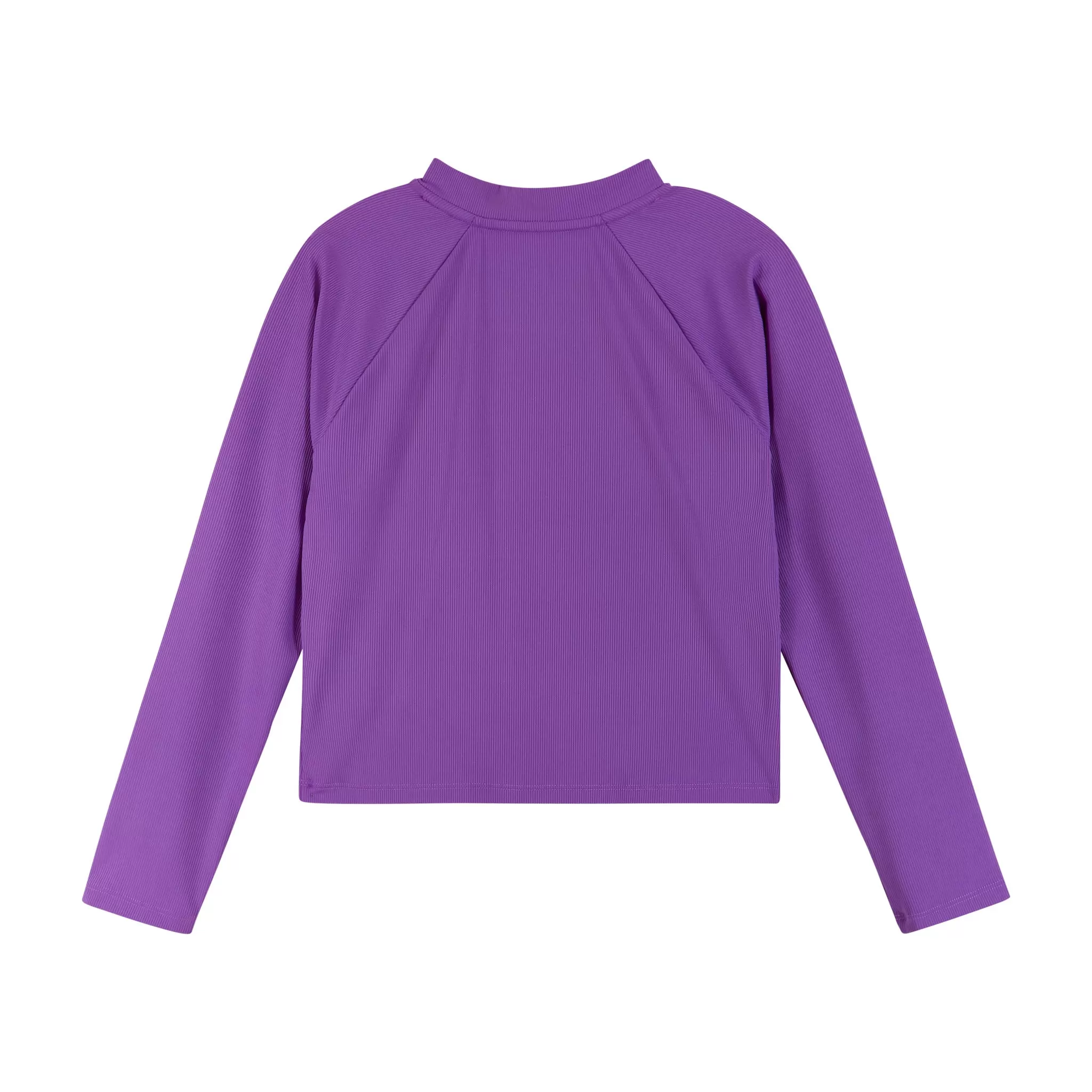 Ribbed Half-Zip Raglan Rashguard Top (Size 7-16 Years) | Purple