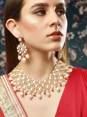 Rubans Gold Plated Polki Bridal Necklace Set