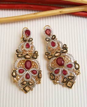 Ruby and Polki Black Meena Earrings