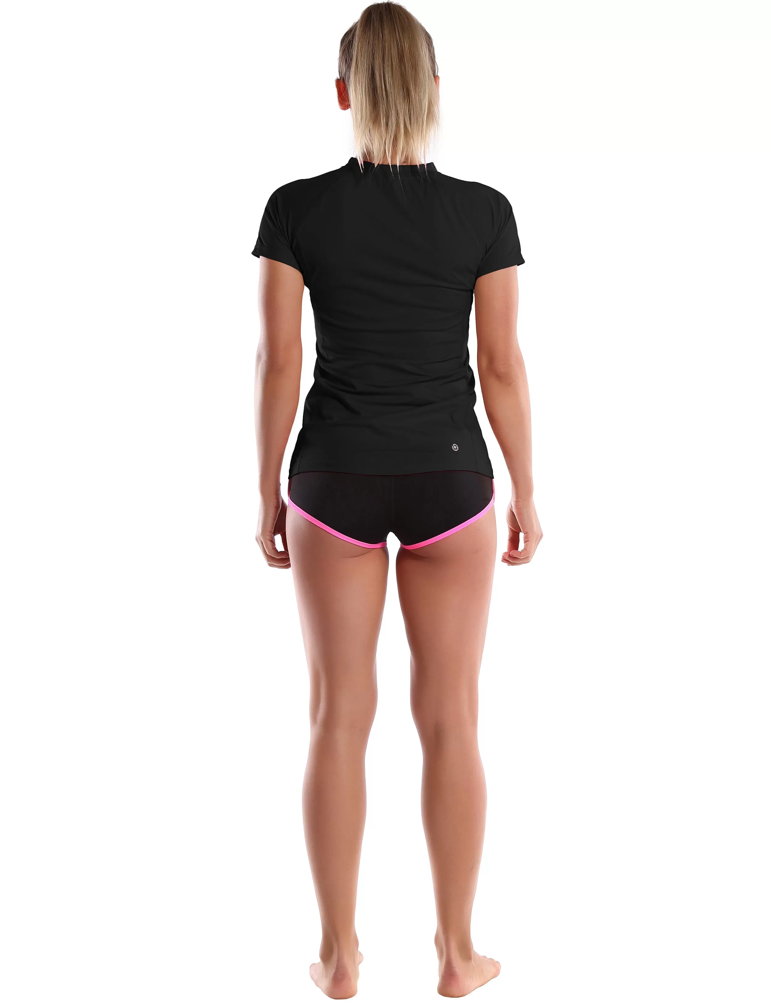 Short Sleeve UPF 50 Rashguard black_yogastudio